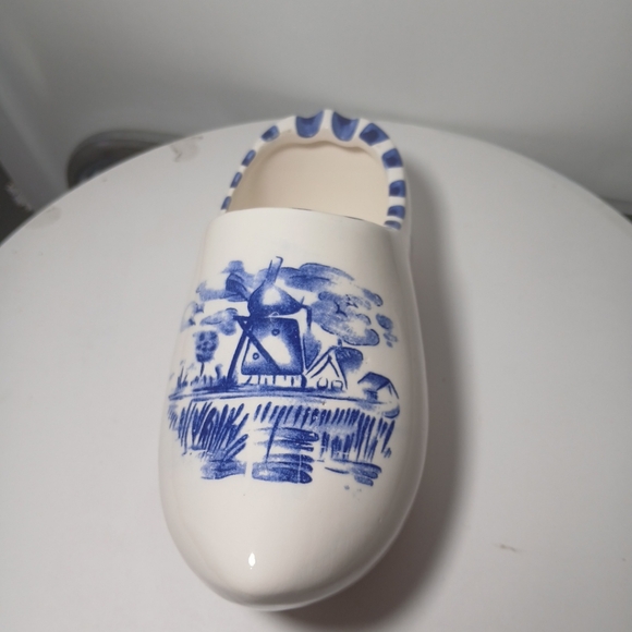 Vintage Delft Blue Holland Dutch Hand Painted Windmill Ceramic Shoe - Picture 6 of 12